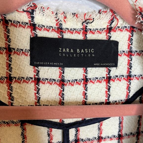 Zara Basic Collection - Frayed Tweed Check Blazer - Picture 7 of 11